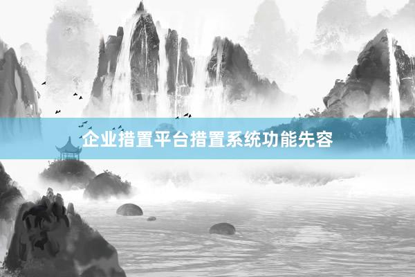 企业措置平台措置系统功能先容